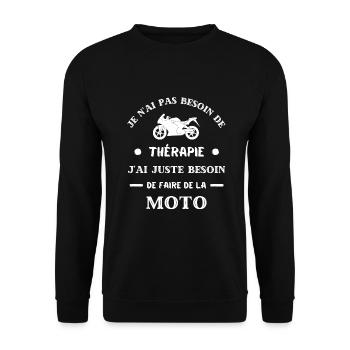 t shirt therapie moto humour motard homme vintage - Sweat-shirt Unisexe - noir - Devant - Alina (178cm) & Michal (187cm)