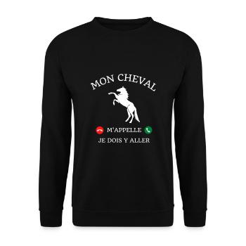 t shirt mon cheval m appelle humour cavalière - Sweat-shirt Unisexe - noir - Devant - Alina (178cm) & Michal (187cm)