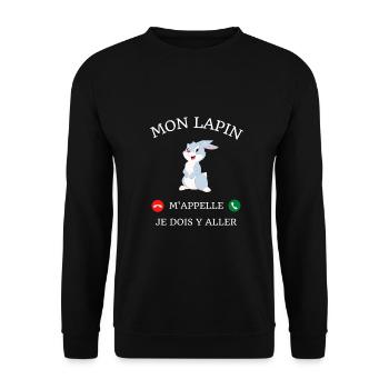 t shirt mon lapin m'appelle humour lapin drole - Sweat-shirt Unisexe - noir - Devant - Alina (178cm) & Michal (187cm)