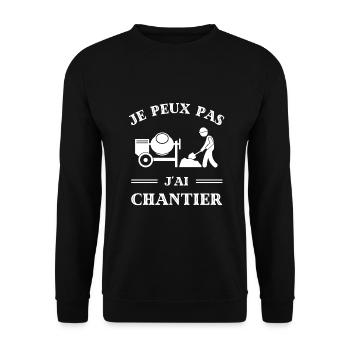 t shirt je peux pas j'ai chantier humour travaux - Sweat-shirt Unisexe - noir - Devant - Alina (178cm) & Michal (187cm)