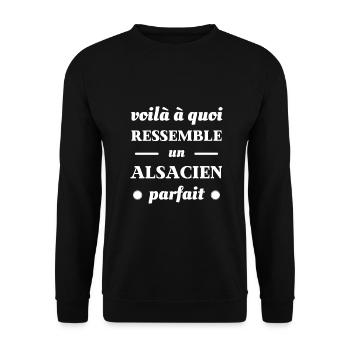 t shirt alsacien parfait humour alsace homme drole - Sweat-shirt Unisexe - noir - Devant - Alina (178cm) & Michal (187cm)