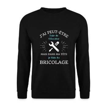 t shirt dans ma tete bricolage humour bricoleur - Sweat-shirt Unisexe - noir - Devant - Alina (178cm) & Michal (187cm)