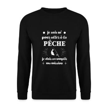 t shirt je suis né peche humour pecheur homme - Sweat-shirt Unisexe - noir - Devant - Alina (178cm) & Michal (187cm)