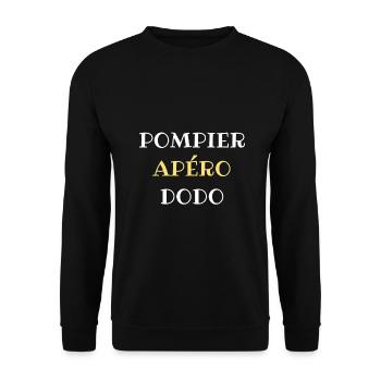 t shirt pompier apero dodo humour sapeur pompier - Sweat-shirt Unisexe - noir - Devant - Alina (178cm) & Michal (187cm)