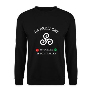 t shirt la bretagne m appelle humour breton homme - Sweat-shirt Unisexe - noir - Devant - Alina (178cm) & Michal (187cm)