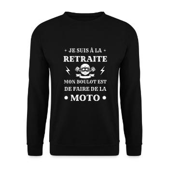 t shirt retraite moto humour motard homme drole - Sweat-shirt Unisexe - noir - Devant - Alina (178cm) & Michal (187cm)