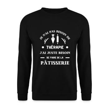 therapie patisserie humour patissier homme drole - Sweat-shirt Unisexe - noir - Devant - Alina (178cm) & Michal (187cm)