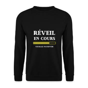 reveil en cours humour matin sieste humoristique - Sweat-shirt Unisexe - noir - Devant - Alina (178cm) & Michal (187cm)