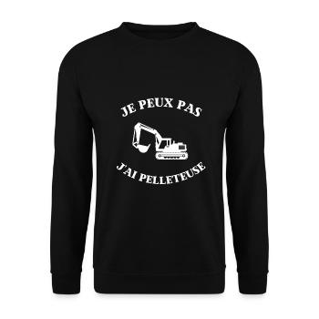 je peux pas j'ai pelleteuse humour engins chantier - Sweat-shirt Unisexe - noir - Devant - Alina (178cm) & Michal (187cm)