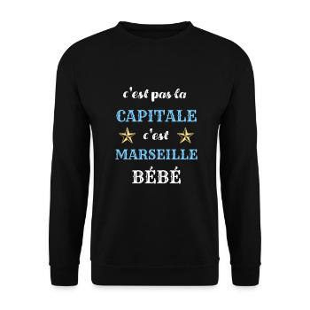 c'est pas la capitale humour - Sweat-shirt Unisexe - noir - Devant - Alina (178cm) & Michal (187cm)