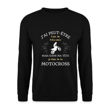 motocross dans ma tete humour moto cross homme - Sweat-shirt Unisexe - noir - Devant - Alina (178cm) & Michal (187cm)