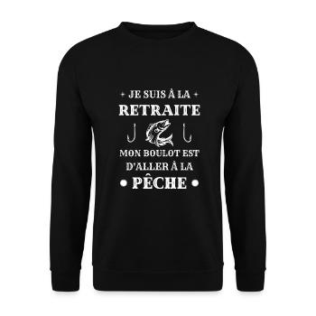 retraite peche humour pecheur papy humoristique - Sweat-shirt Unisexe - noir - Devant - Alina (178cm) & Michal (187cm)
