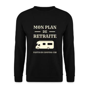 mon plan retraite camping car humour retraité papy - Sweat-shirt Unisexe - noir - Devant - Alina (178cm) & Michal (187cm)