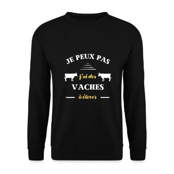 je peux pas j'ai des vaches à élever humour vache - Sweat-shirt Unisexe - noir - Devant - Alina (178cm) & Michal (187cm)