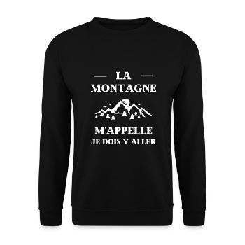 la montagne m'appelle humour randonneur ski drole - Sweat-shirt Unisexe - noir - Devant - Alina (178cm) & Michal (187cm)