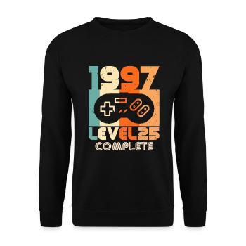 25 Anniversaire 1997 Vintage Rétro Cadeau - Sweat-shirt Unisexe - noir - Devant - Alina (178cm) & Michal (187cm)