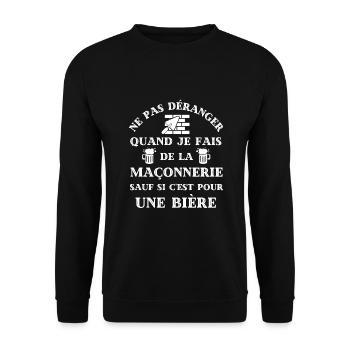 ne pas deranger maçon biere humour maçonnerie - Sweat-shirt Unisexe - noir - Devant - Alina (178cm) & Michal (187cm)