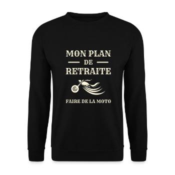 plan retraite moto humour motard humoristique - Sweat-shirt Unisexe - noir - Devant - Alina (178cm) & Michal (187cm)
