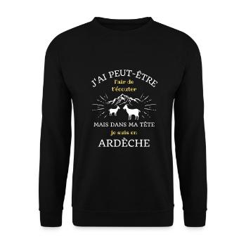 dans ma tete ardèche humour ardéchois cadeau drole - Sweat-shirt Unisexe - noir - Devant - Alina (178cm) & Michal (187cm)