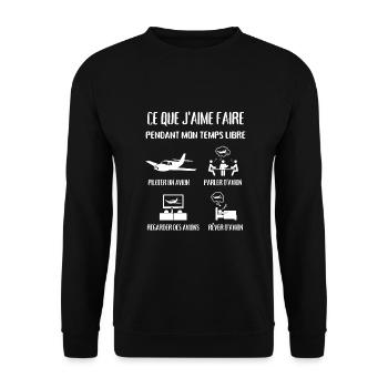temps libre avion humour ulm aviateur aviation - Sweat-shirt Unisexe - noir - Devant - Alina (178cm) & Michal (187cm)