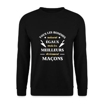 hommes égaux maçon humour maçonnerie cadeau drole - Sweat-shirt Unisexe - noir - Devant - Alina (178cm) & Michal (187cm)