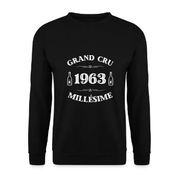 grand cru 1963 humour cadeau anniversaire 1963 - Sweat-shirt Unisexe - noir - Devant - Alina (178cm) & Michal (187cm)