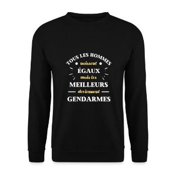 hommes égaux gendarmes humour gendarme cadeau - Sweat-shirt Unisexe - noir - Devant - Alina (178cm) & Michal (187cm)