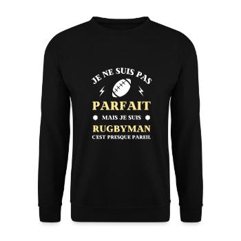 pas parfait rugby homme humour rugbyman cadeau - Sweat-shirt Unisexe - noir - Devant - Alina (178cm) & Michal (187cm)