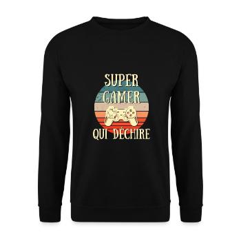 gamer qui dechire humour gaming ado geek homme - Sweat-shirt Unisexe - noir - Devant - Alina (178cm) & Michal (187cm)