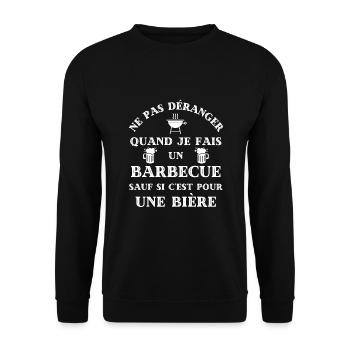 ne pas deranger barbecue bière humour alcool homme - Sweat-shirt Unisexe - noir - Devant - Alina (178cm) & Michal (187cm)