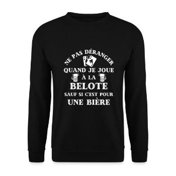 ne pas deranger belote biere humour belote homme - Sweat-shirt Unisexe - noir - Devant - Alina (178cm) & Michal (187cm)