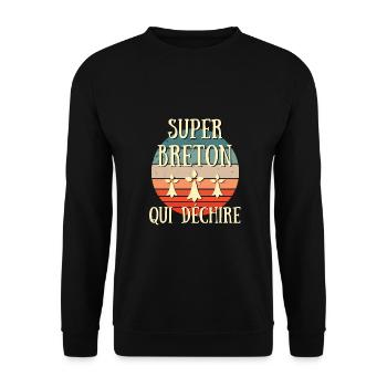 breton qui dechire humour bretagne homme cadeau - Sweat-shirt Unisexe - noir - Devant - Alina (178cm) & Michal (187cm)