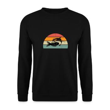 silure vintage cadeau pêcheur personnalisé poisson - Sweat-shirt Unisexe - noir - Devant - Alina (178cm) & Michal (187cm)