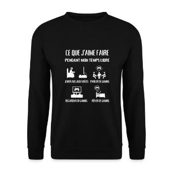 temps libre gaming humour gamer ado homme cadeau - Sweat-shirt Unisexe - noir - Devant - Alina (178cm) & Michal (187cm)
