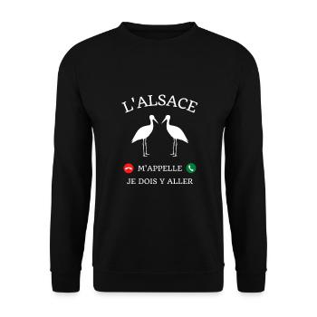 alsace m'appelle humour alsacien homme cadeau - Sweat-shirt Unisexe - noir - Devant - Alina (178cm) & Michal (187cm)