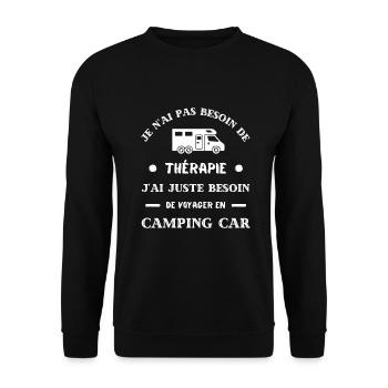 thérapie camping car humour camping cariste papy - Sweat-shirt Unisexe - noir - Devant - Alina (178cm) & Michal (187cm)