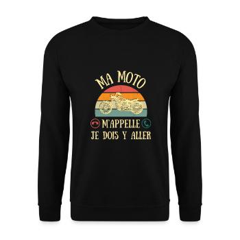 ma moto m'appelle humour motard vintage homme - Sweat-shirt Unisexe - noir - Devant - Alina (178cm) & Michal (187cm)