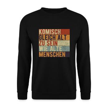 Lustige Vintage Retro Sarkastische Designs Altern - Unisex Pullover - Schwarz - Vorne - Alina (178cm) & Michal (187cm)