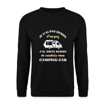 besoin psy camping car homme humour cadeau drole - Sweat-shirt Unisexe - noir - Devant - Alina (178cm) & Michal (187cm)
