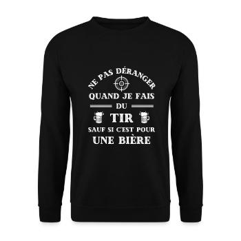ne pas deranger tir biere humour tireur cadeau - Sweat-shirt Unisexe - noir - Devant - Alina (178cm) & Michal (187cm)