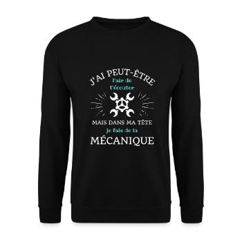 dans ma tête mécanique humour mécanicien mécano - Sweat-shirt Unisexe - noir - Devant - Alina (178cm) & Michal (187cm)
