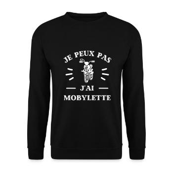 je peux pas j'ai mobylette humour mobeur homme - Sweat-shirt Unisexe - noir - Devant - Alina (178cm) & Michal (187cm)