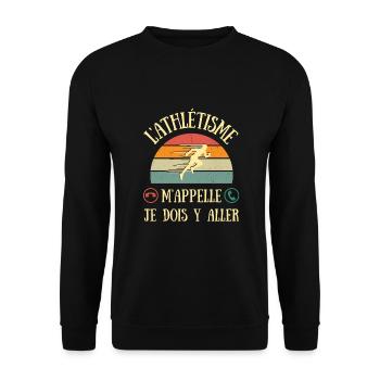 athlétisme m'appelle humour athlète homme femme - Sweat-shirt Unisexe - noir - Devant - Alina (178cm) & Michal (187cm)