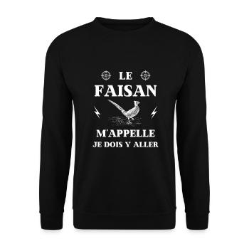 faisan m'appelle humour chasse faisan homme drole - Sweat-shirt Unisexe - noir - Devant - Alina (178cm) & Michal (187cm)