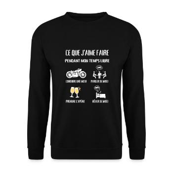 temps libre moto apéro humour motard homme cadeau - Sweat-shirt Unisexe - noir - Devant - Alina (178cm) & Michal (187cm)