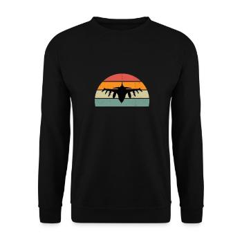 vintage fighter plane humor aviation man burst - Unisex Sweatshirt - black - Front - Alina (178cm) & Michal (187cm)
