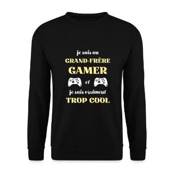 grand frere gamer humour gaming garçon cadeau ado - Sweat-shirt Unisexe - noir - Devant - Alina (178cm) & Michal (187cm)