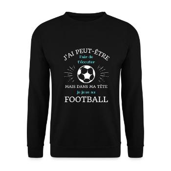 dans ma tête football humour foot homme cadeau - Sweat-shirt Unisexe - noir - Devant - Alina (178cm) & Michal (187cm)