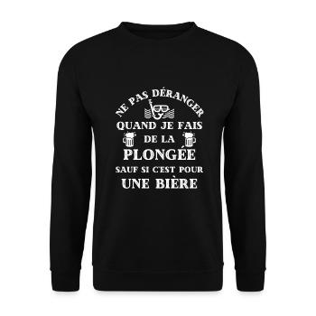 ne pas deranger plongee biere humour plongeur - Sweat-shirt Unisexe - noir - Devant - Alina (178cm) & Michal (187cm)