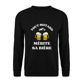 tout motard mérite sa bière humour moto homme - Sweat-shirt Unisexe - noir - Devant - Alina (178cm) & Michal (187cm)